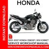 2001-2007 Honda CB900F | 919 Hornet Service Workshop Manual